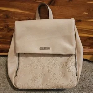 FRYE AND CO. Tan Floral Backpack Boho Floral Backpack Flower Print Bookbag Pressed Flowers  main image 3